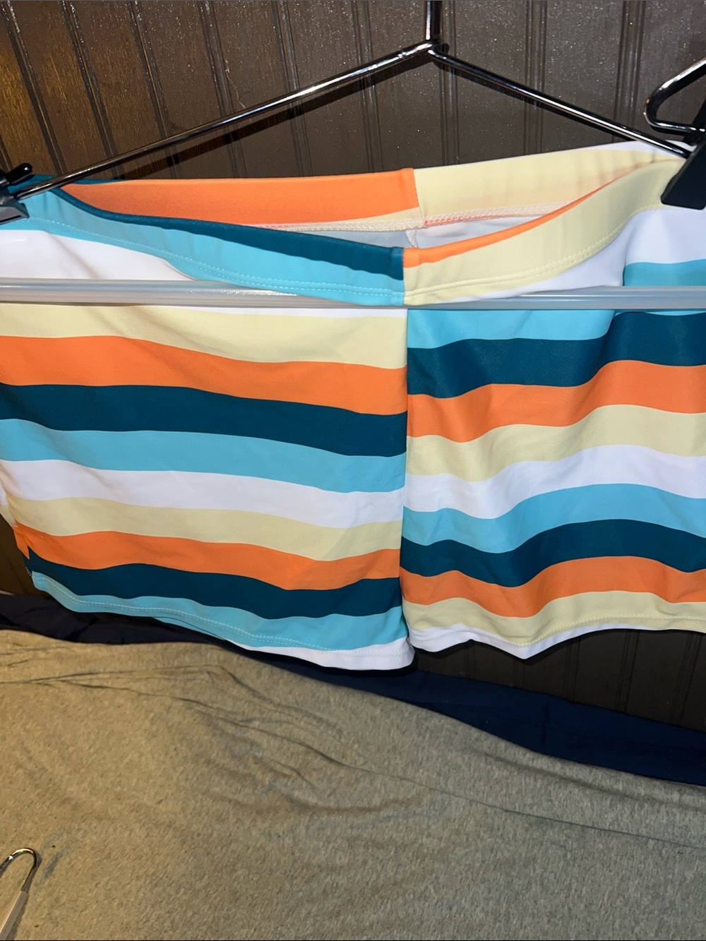 Striped Two-Piece Tankini Swim Set in Teal, Orange, White & Baby Blue - Picture 6 of 6